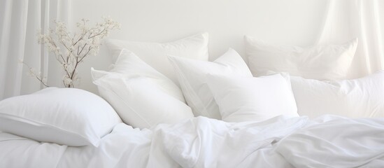 Fototapeta na wymiar White bedding and cushions
