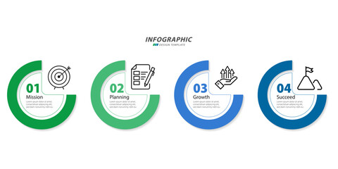 Timeline infographic template. 4 Step timeline journey, calendar Flat simple infographics design template. presentation graph. Business concept with 4 options, vector illustration. - obrazy, fototapety, plakaty