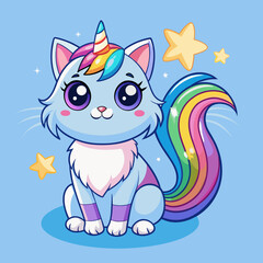 Cute Cartoon Rainbow Cat Unicorn