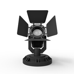 3D black spotlight on a stand isolated