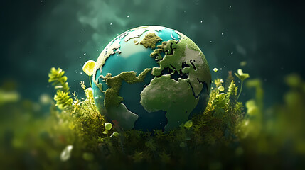 Obraz na płótnie Canvas Concept image of earth on green background