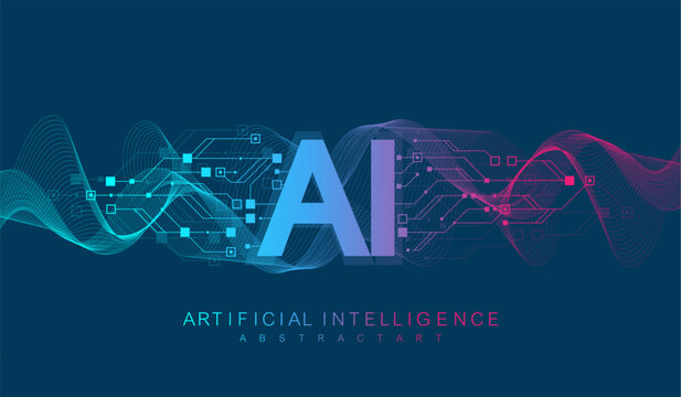 Artificial intelligence and machine learning vector symbol. Artificial intelligence wireless technology design. Neural networks and modern technologies concepts