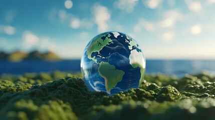 Concept image of earth on green background