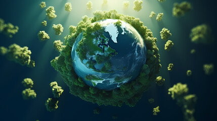 Fototapeta na wymiar Concept image of earth on green background