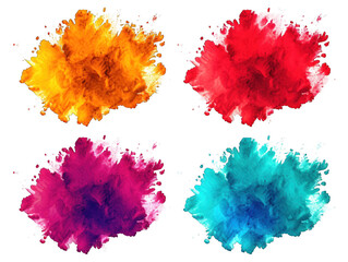 Set of colorful paint color powder festival explosion burst isolated on transparent background, transparency image, removed background - obrazy, fototapety, plakaty