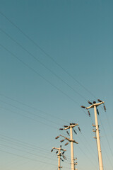 power lines and the utility power poles that carry them	