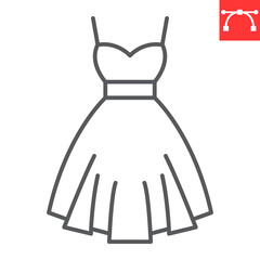 Dress line icon, clothing and elegance, dress vector icon, vector graphics, editable stroke outline sign, eps 10.