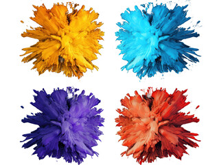 Set of colorful paint color powder festival explosion burst isolated on transparent background, transparency image, removed background - obrazy, fototapety, plakaty