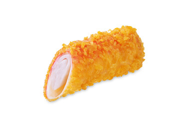 Fried Crab sticks in crumbs on a white isolated background