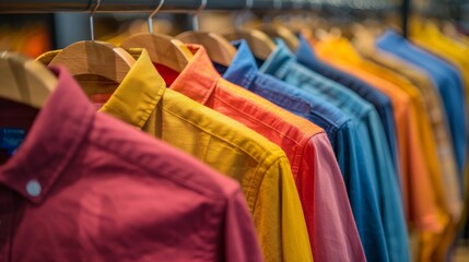 Row of Colorful Shirts on Rack