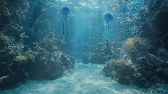 underwater life, jellyfish. seamless looping 4k time-lapse virtual video animation background