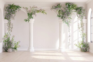 Fototapeta na wymiar Wedding Photography Backdrop with with Arches and Climbing Plants