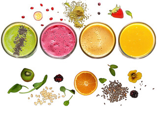 smoothie collection set isolated on transparent background, transparency image, removed background