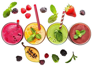 smoothie collection set isolated on transparent background, transparency image, removed background
