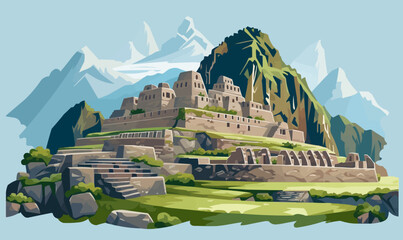 Himalayas vector flat minimalistic isolated vector style illustration - obrazy, fototapety, plakaty