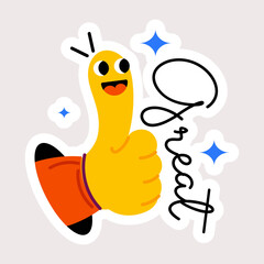 Easy to edit flat sticker of great gesture 