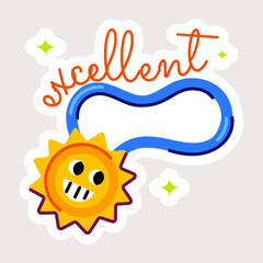 Grab this flat sticker of excellent prize medal 