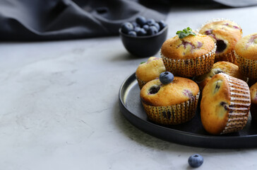 sponge dessert muffins with fresh berries