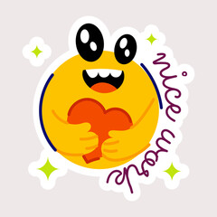 Grab this flat sticker of nice work emoji 