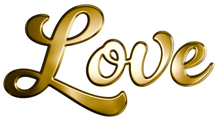 3D Love Word, typography, Gold letters, 3d render