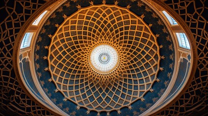 A mosque's dome with intricate geometric patterns