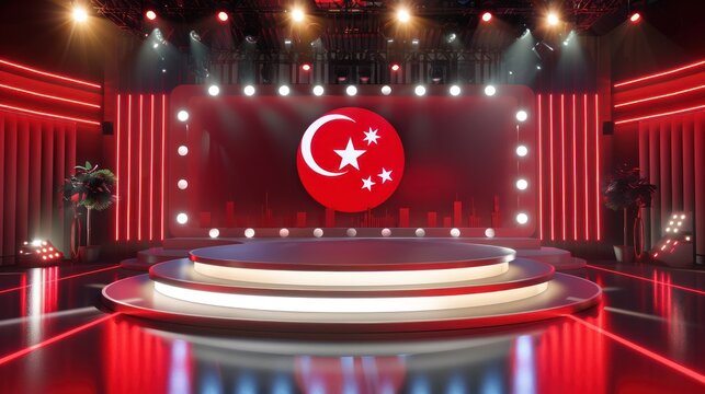 3d style broadcast design, theme is elections, color is red and white