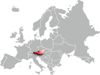 map of AUSTRIA with the countries of EUROPE 3d isometric