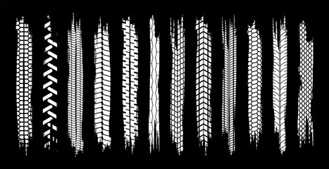 Vector Offroad Tire Prints Car Racing Patterns. Grunge, Dirty Tread Marks For Depicting Rally, Motocross, Off-road Race © Pavlo Syvak