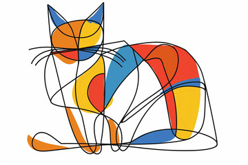 Minimalist Abstract Drawing of a Cat