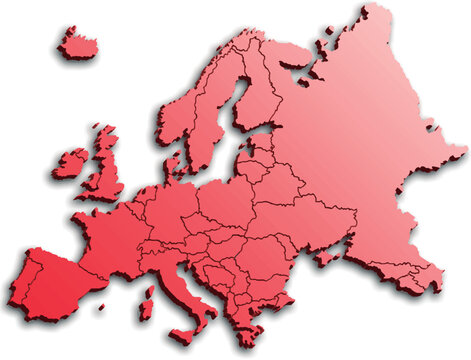 map of EUROPE with the countries of EUROPE 3d isometric