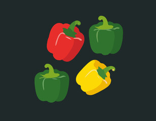 Three Bell Peppers (red, green, yellow)
