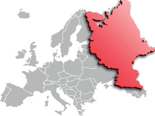 map of RUSSIA with the countries of EUROPE 3d isometric