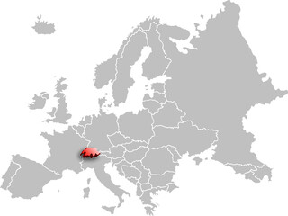 map of SWISS with the countries of EUROPE 3d isometric
