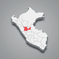 Huanuco department location within Peru 3d map