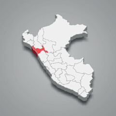 La Libertad department location within Peru 3d map