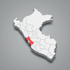 Lima department location within Peru 3d map