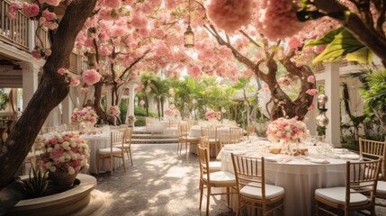 Fototapeta na wymiar Wedding reception venue with fairy tale charm