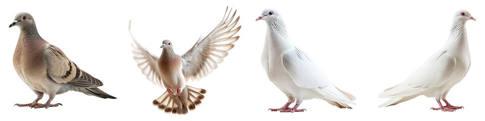 Set of doves isolated on transparent background