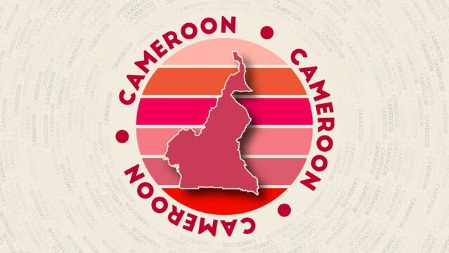 Cameroon logo intro. Badge with the circular name and map of country. Amazing Cameroon round logo animation.