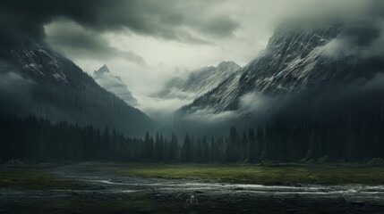 Dramatic and moody mountain scenery