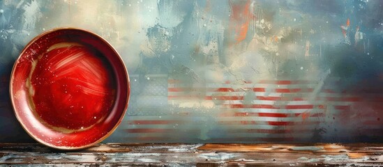 Rustic Southern Tableware with American Flag Pattern in Watercolor Illustration