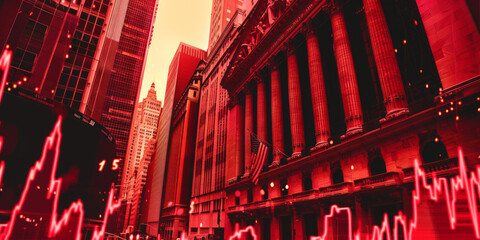Abstract illustration symbolizing stock market collapses. - obrazy, fototapety, plakaty