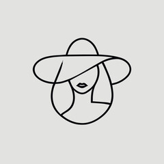 fashion logo, hat, vector illustration line art