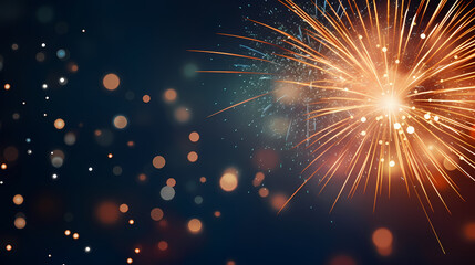 Fototapeta premium Beautiful fireworks background at night for holiday decoration