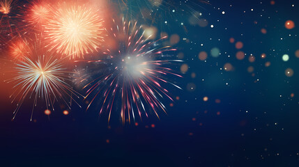 Fototapeta premium Beautiful fireworks background at night for holiday decoration