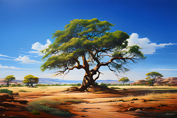 tree oil painting. Generative AI