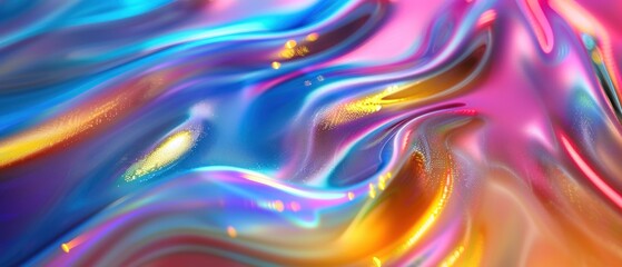 Obraz premium Holographic colorful abstract dynamic wave neon background 