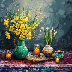 Beautiful Nowruz background oil paint style