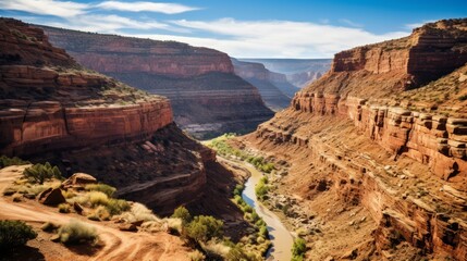 A canyon landscape with intricate geological formations