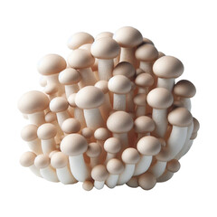 White beech mushrooms on a transparent background Ai generative